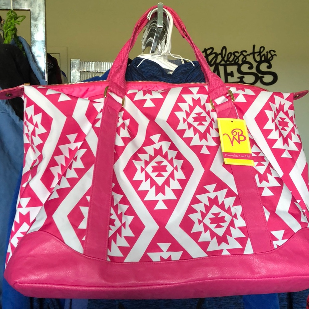 NEW WITH TAGS WB pink Aztec design bag